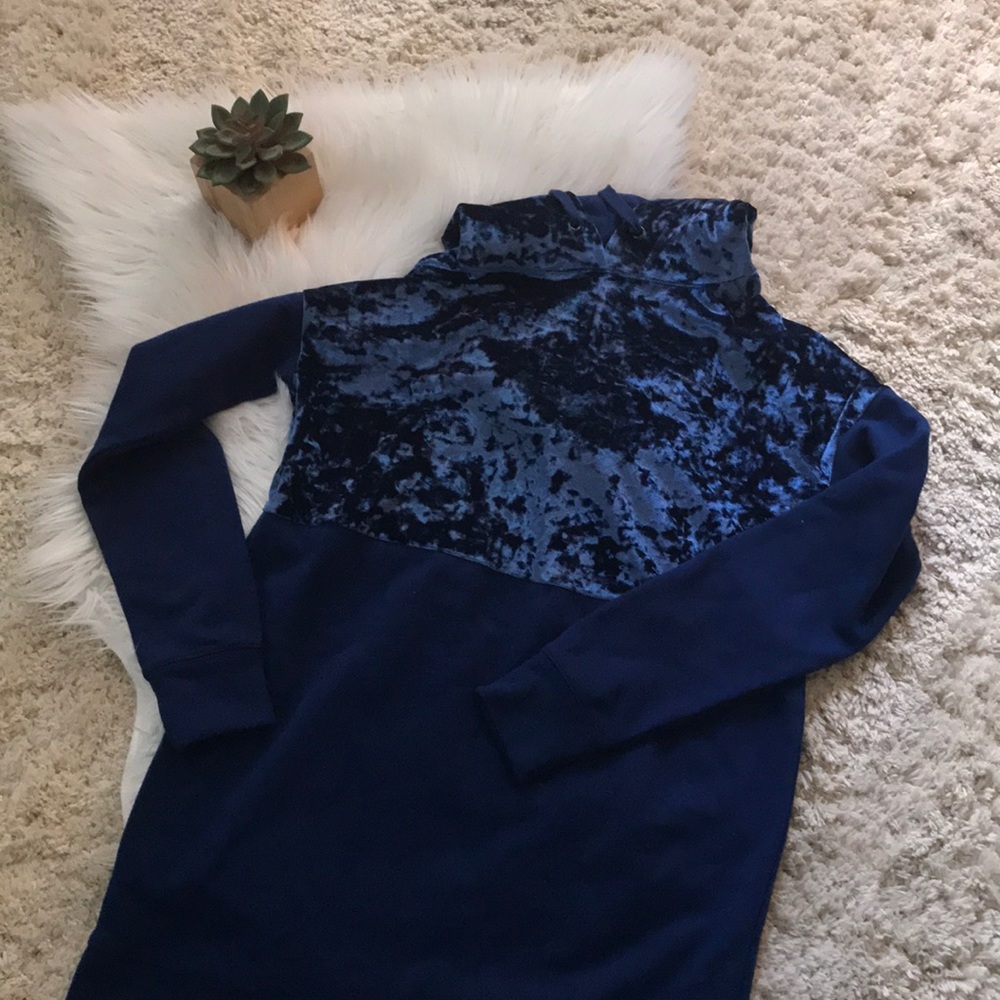 Navy blue velvet hoodie